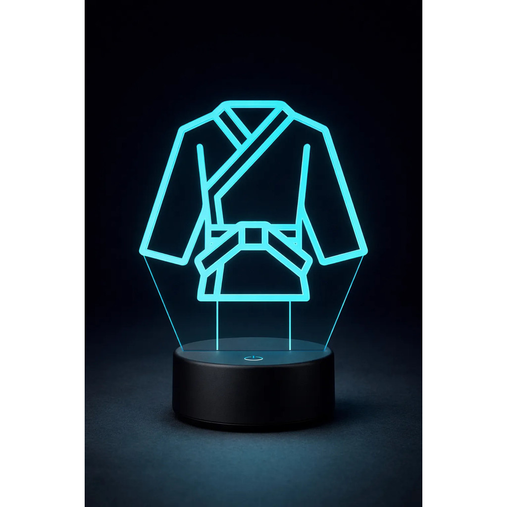 Luminária 3d Kimono Judô Karatê Led Quarto Dojo Jiu Jitsu