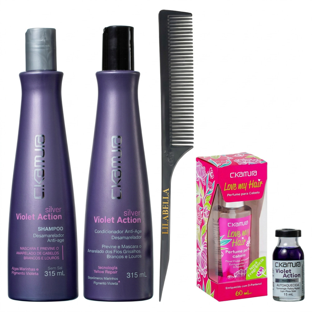 Kit Silver C.Kamura Perfume Capilar + Pente Lilabella