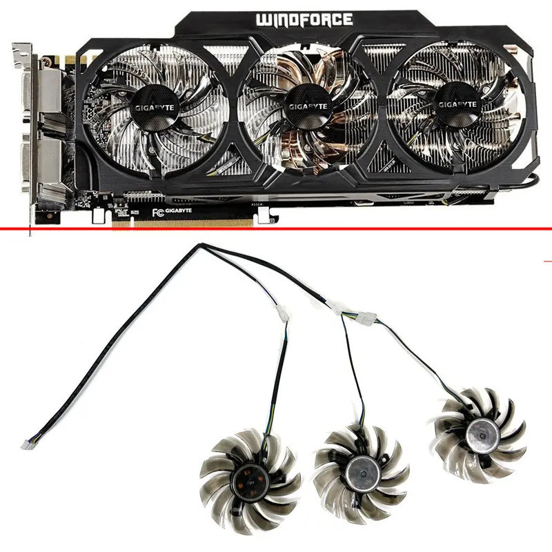 * Ventilador De Resfriamento 75MM 4PIN T128010SU PLD08010S12HH Para Gigabyte GTX 980 760 670 580 770 760 960 560Ti R9 29