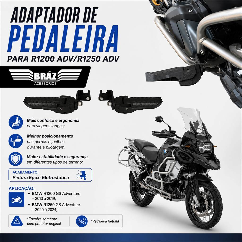 Pedaleira Descanso Para Protetor Motor BMW R1200GSA R1250GSA Adventure Bráz — imagem 2 de 2