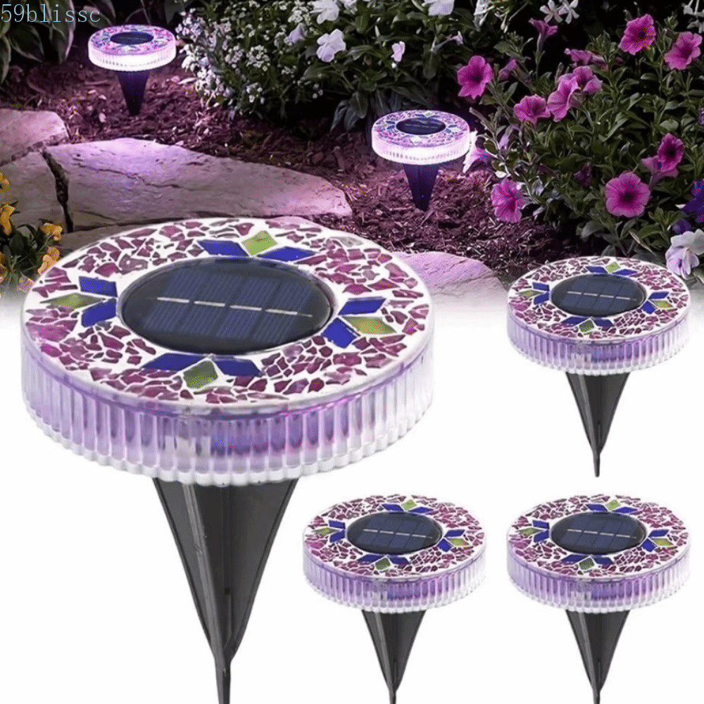 Luz De Disco Solar BLISSC , Luzes LED De Estaca De Jardim De Formato Liga/Redondo Automático , À Prova D'água Para Grama
