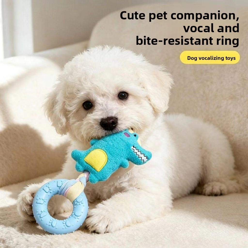 [Seckill por tempo limitado] Brinquedos para cães Anel de mordida de Molar Filhotes de voz de pelúcia Cães Resistente a