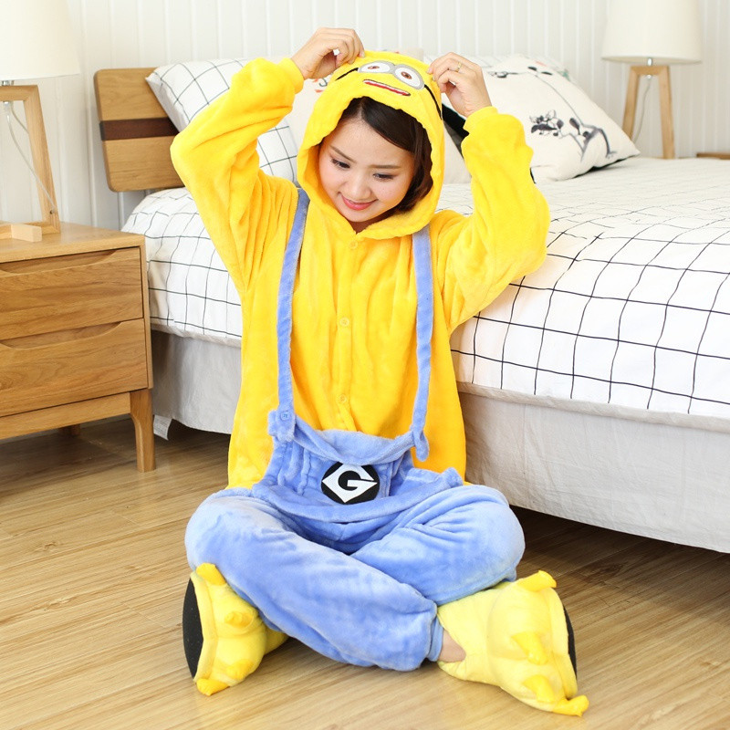 Kigurumi Minion Animal Pijamas Mulher Homem Ponto Fofo Pikachu Pig Cartoon Onesies Sleepwear