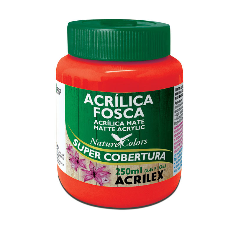 Tinta acrílica fosca Vermelho Fogo 250ml 507 Acrilex