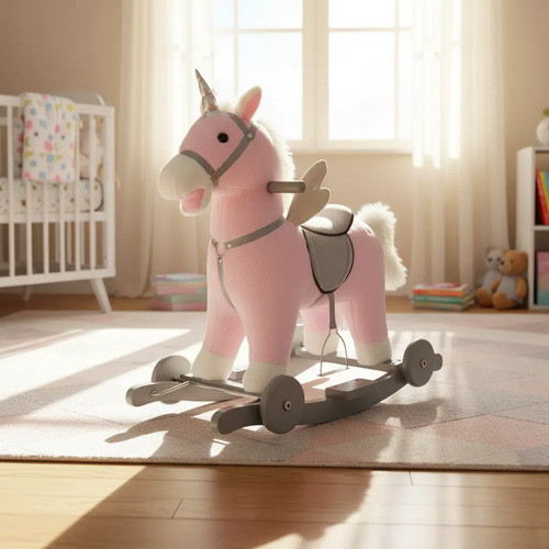 Unicornio 2 Em 1 Musical Revestido Pelucia C/ Rodas - Caa