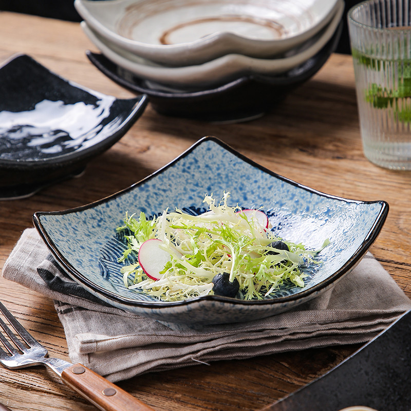 Pratos criativos japoneses simples cerâmica levantamento pé tigela prato frio tigela salada prato em forma especial tige