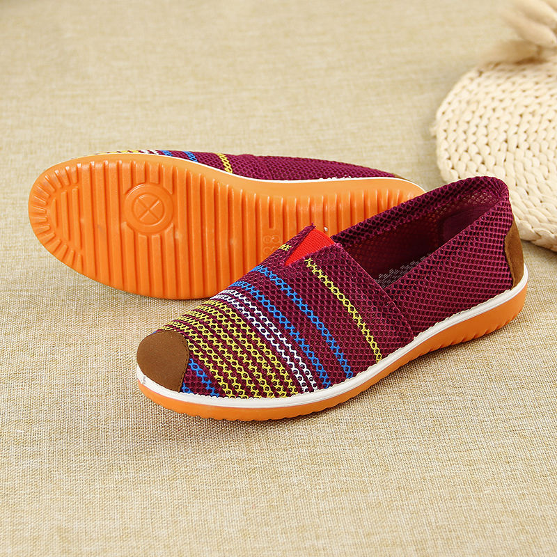 Novo estilo de carne com sola de tendão sapatos de pano femininos elegantes sapatos únicos sapatos de rede sapatos de ca