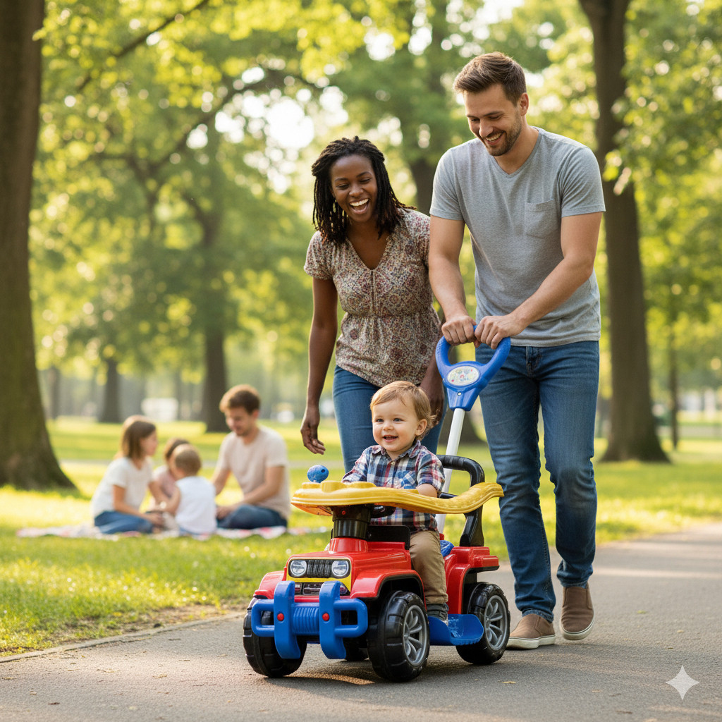 Quadriciclo Infantil Passeio Pedal Guia Empurrar Seguro Confortável