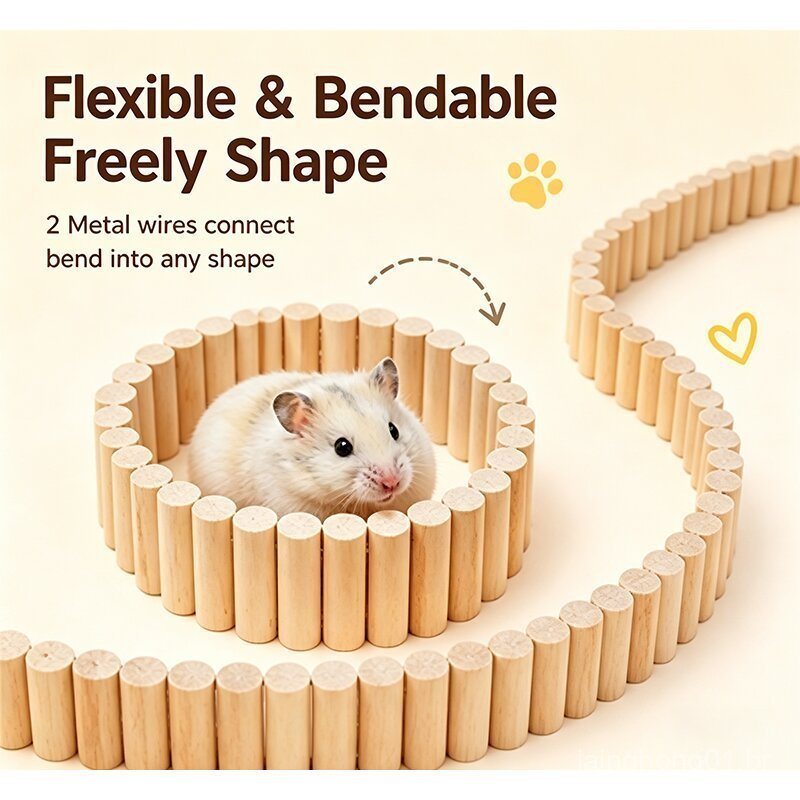 Gaiola para hamster, acessórios decorativos para pequenos animais de estimação, cerca de madeira maciça, escada de escal