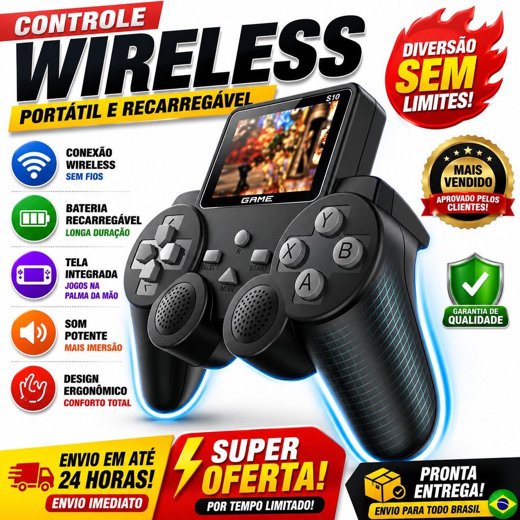 Vídeo Game 520 em 1 Games Retro - Console com 520 Jogos - GamePad-S10 Tecno - Miniatura 2