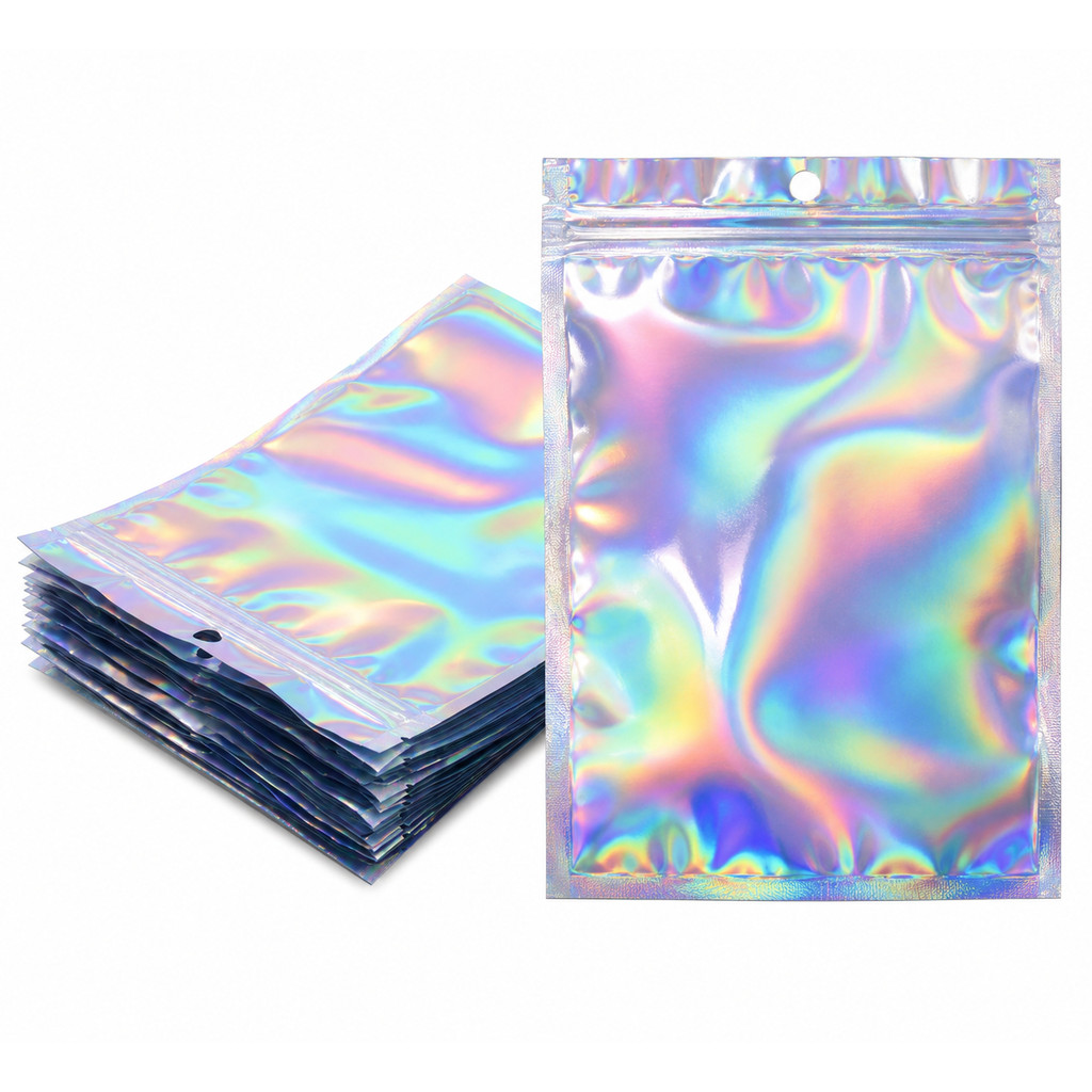 Saco Zip Holográfico Frente Transparente C/furo kit 100-200Uni