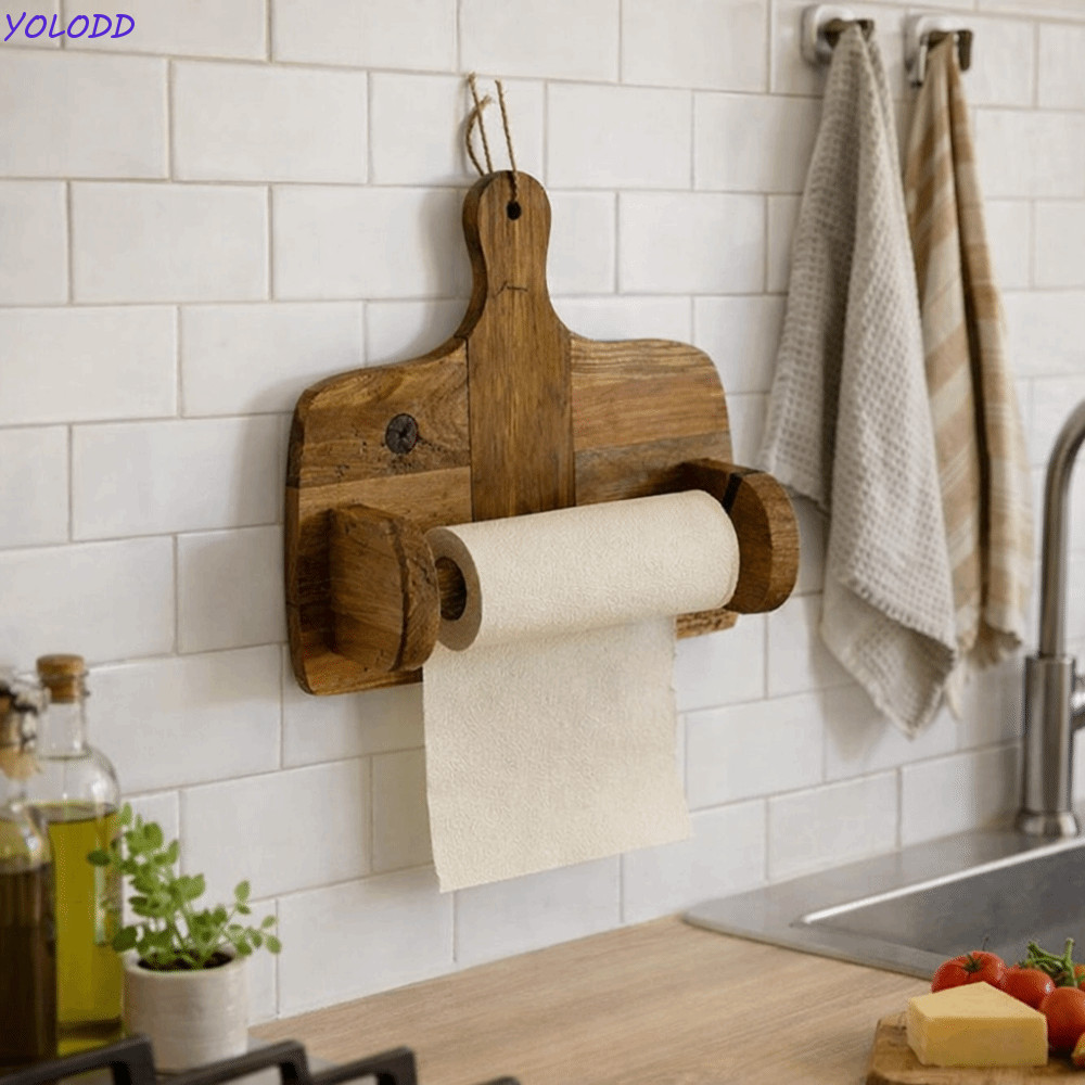 Suporte De Papel De Seda Yoloqx , Rolo Em Forma De Placa De Corte Rústico Higiênico Natural