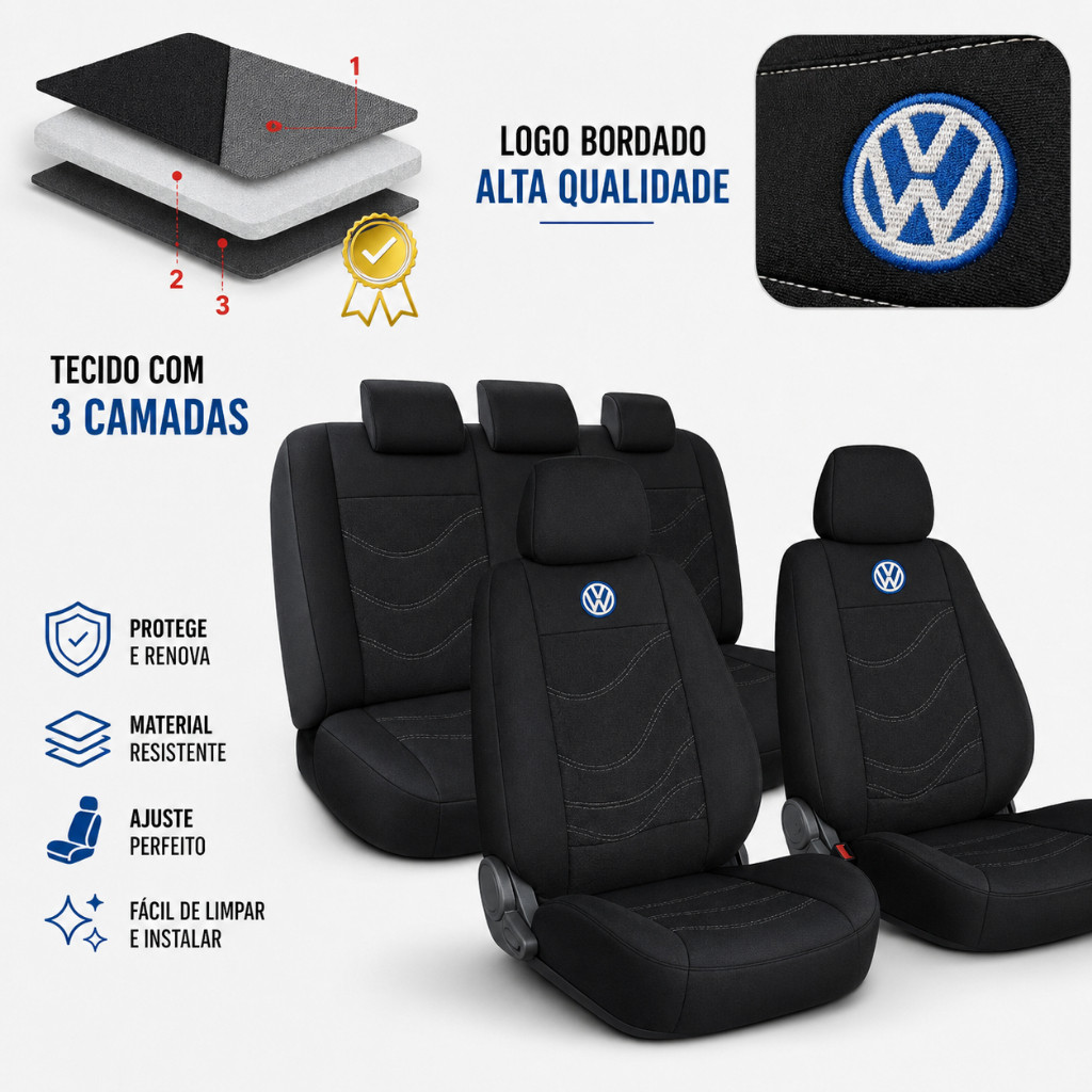 Capa De Banco Automotivo Carro Em Tecido Grosso Original Saveiro Gol Fox Crossfox Spacefox Voyage