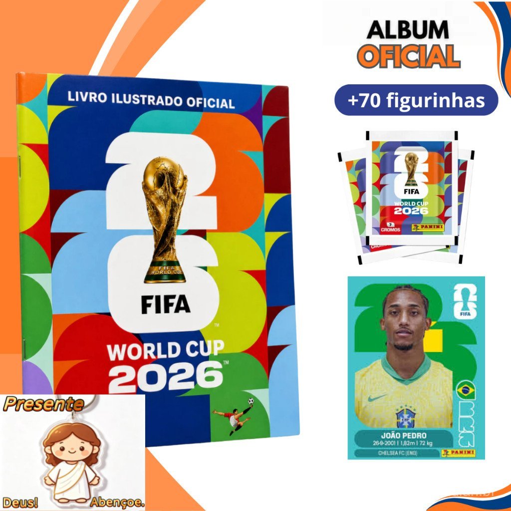 Álbum Oficial da Copa do Mundo 2026 Complete seu álbum Capa Mole + Figuras (Entregue com chave)