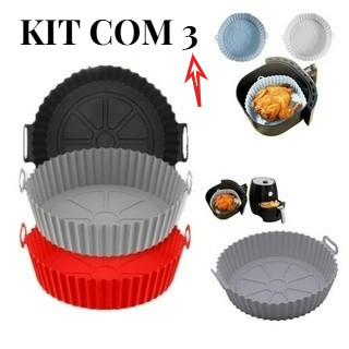 1/2/3 Forma De Silicone  Air Fryer Forno Microondas Fritadeira Assadeira Reutilizável Antiaderente