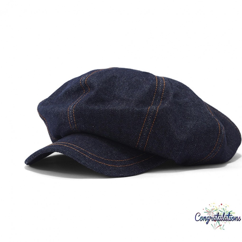 Boinas Jeans Femininas Cong , Chapéus Elegantes , Retrô , Cor Sólida , Bonés De Jornaleiro Para A Vida Diária E Férias