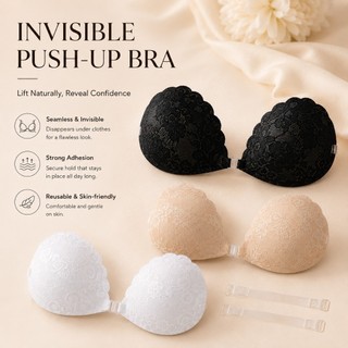 Sutiã Push Up Sem Alças , Renda Reutilizável , À Prova D'água , Adesivo De Silicone , Lavável , Invisível , Costura , Fi