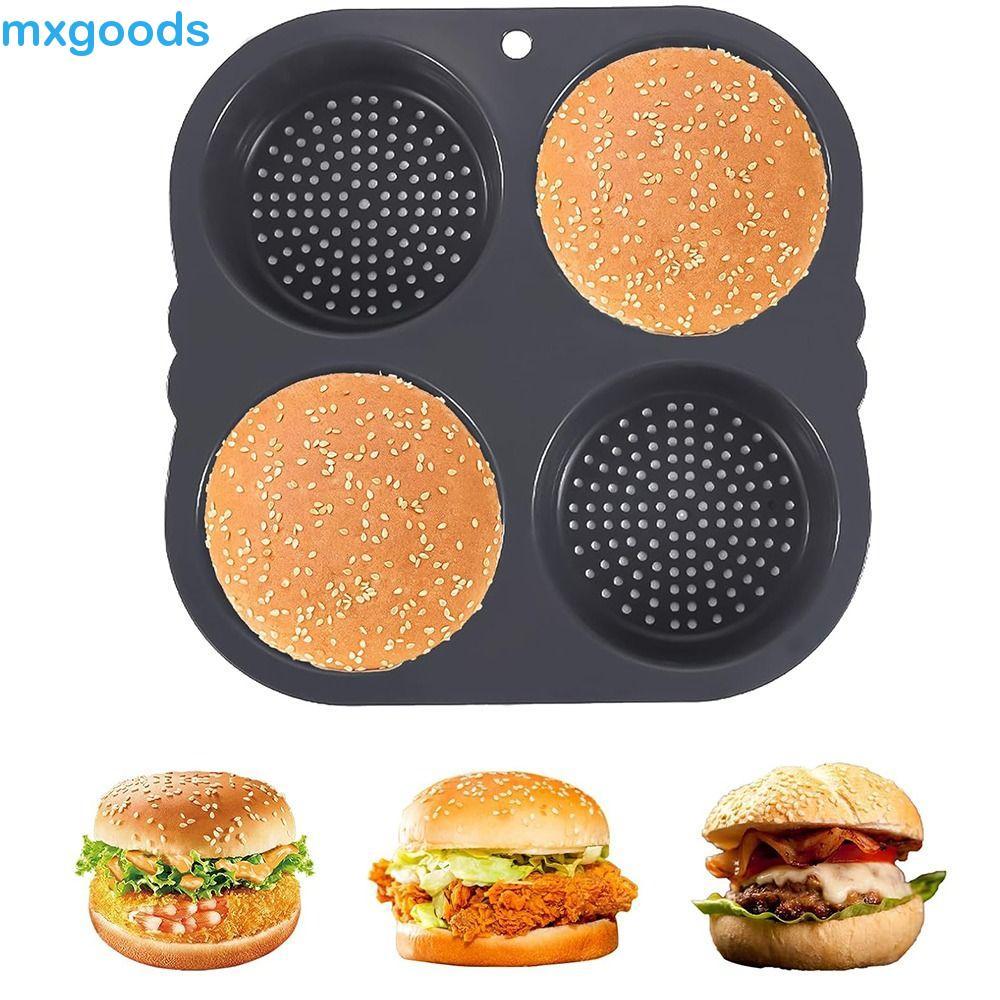 MXGOODS1 Molde Para Pão De Hambúrguer , Forma De Silicone Com 4/6/8 Cavidades , Bandeja Perfurada Antiaderente Segura Fo