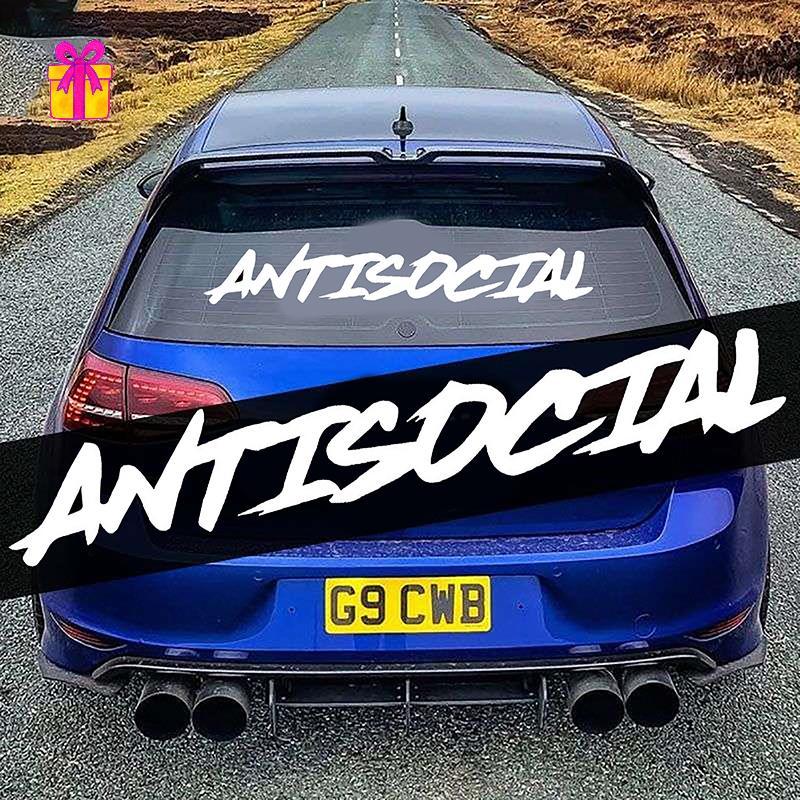 [INTH] Antisocial Car Stier Flag Pára-Brisa Creativepetition Letter Estilo Decorativo Decalques De Vinil Veículo Tru Mot