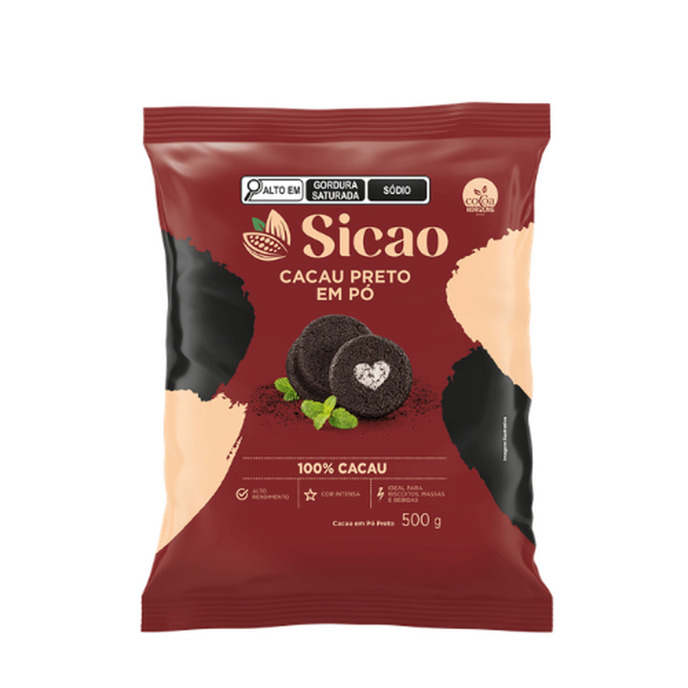 Cacau em Pó Preto 100% 500g - Sicao