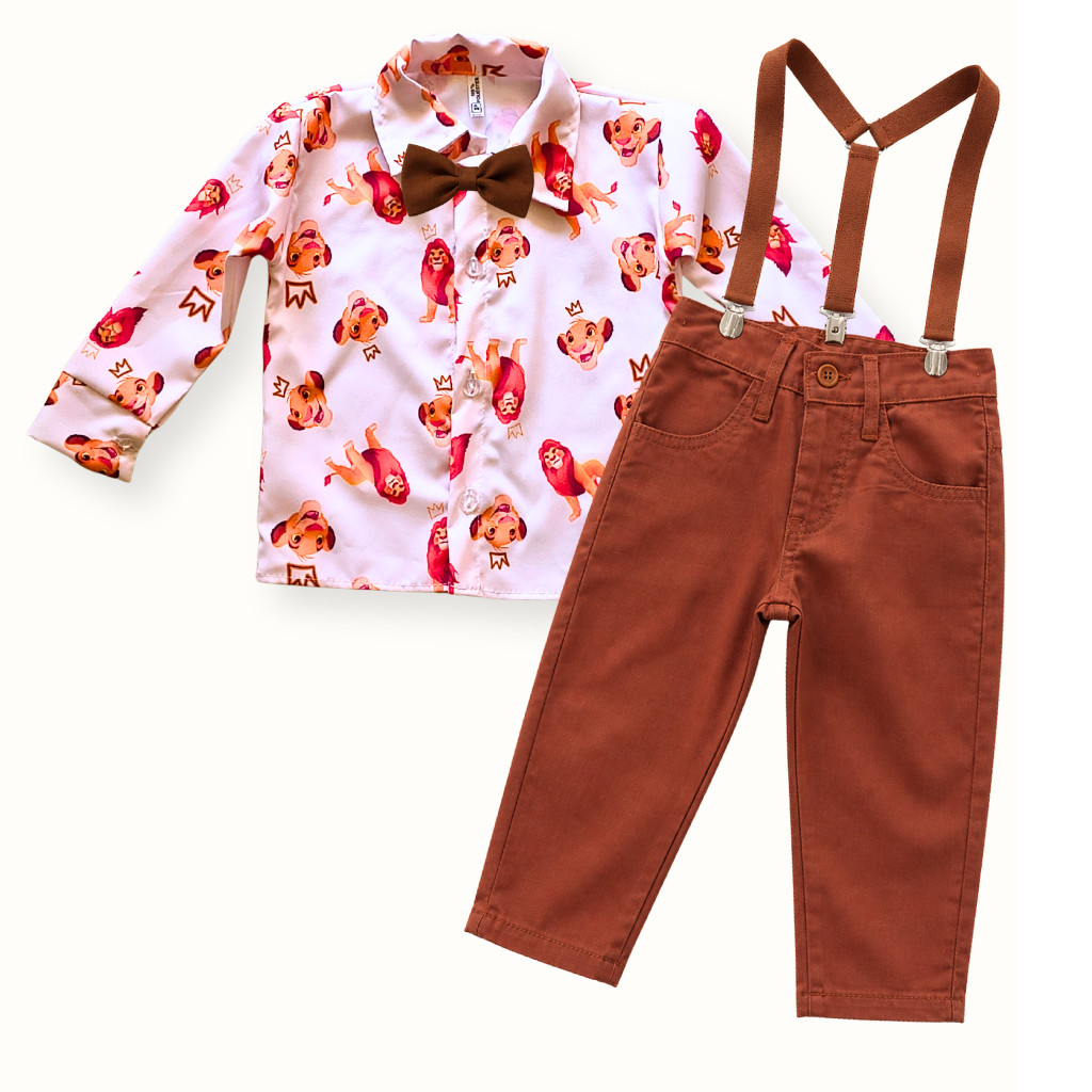 Conjunto de Frio Rei Leão Infantil Roupa Festa, Aniversário e Social Look Temático Luxo Menino Simba