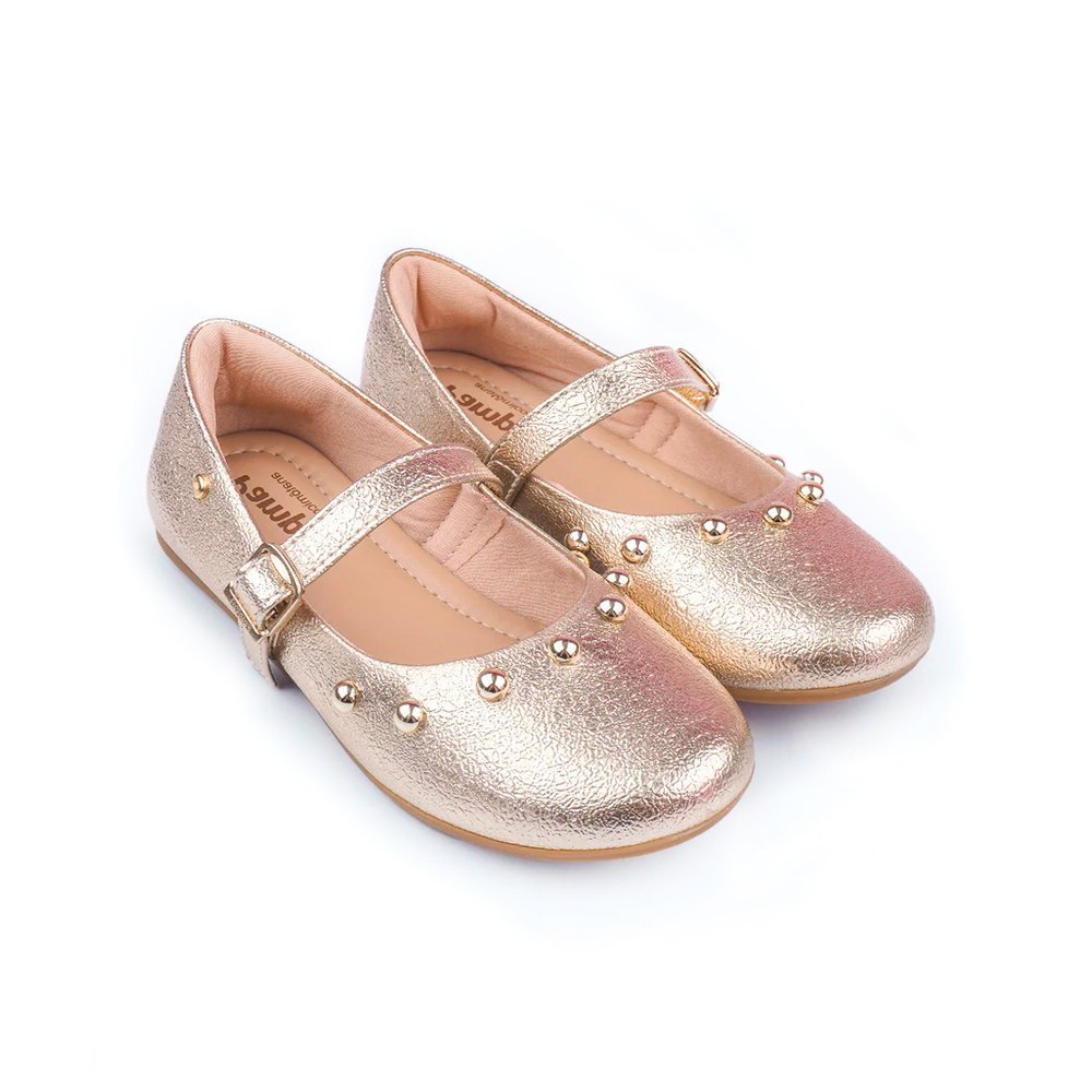 Sapatilha Menina Bailarina Dourada Spike - Pampili