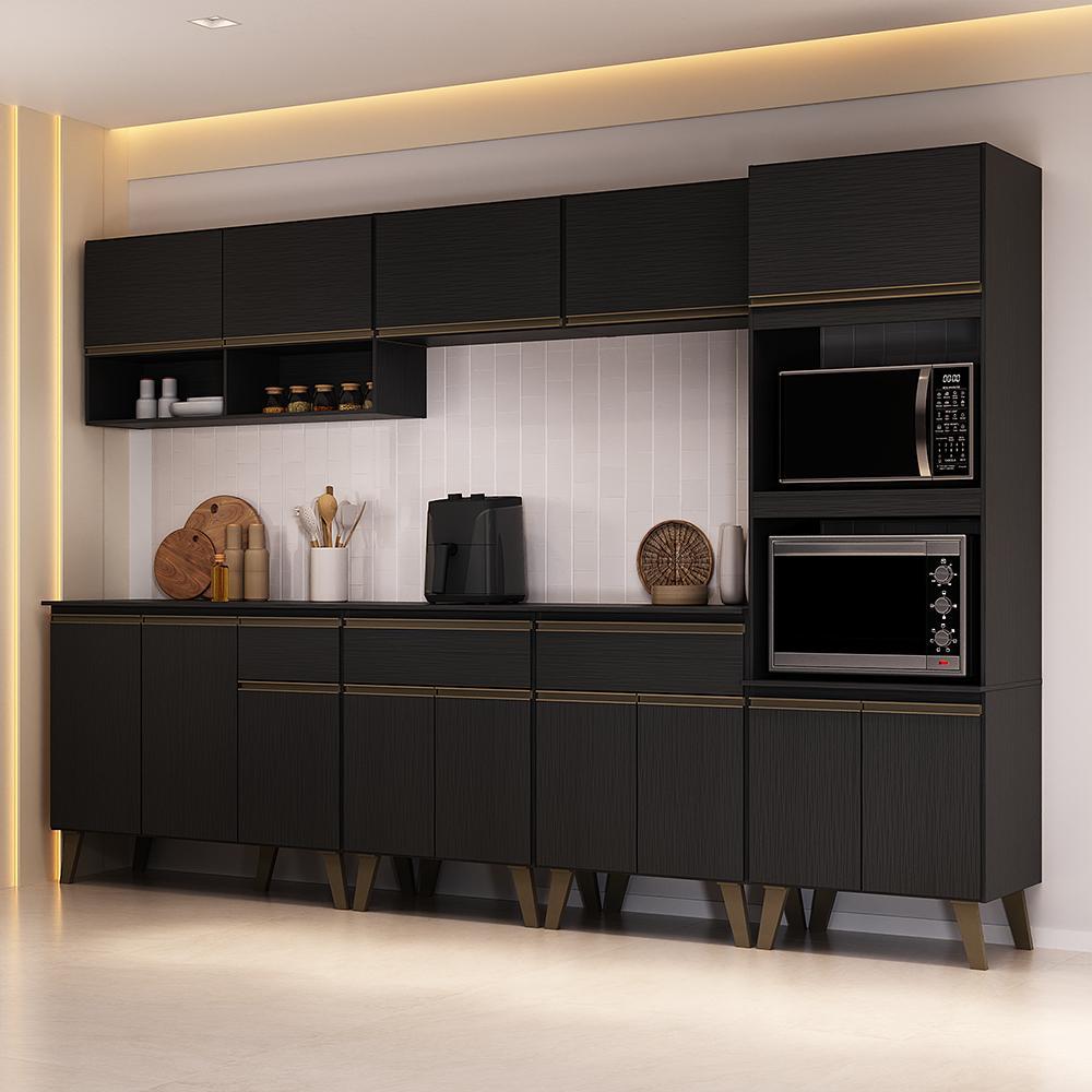 Armário de Cozinha Completa Atlanta Yard Carraro Preto Touch