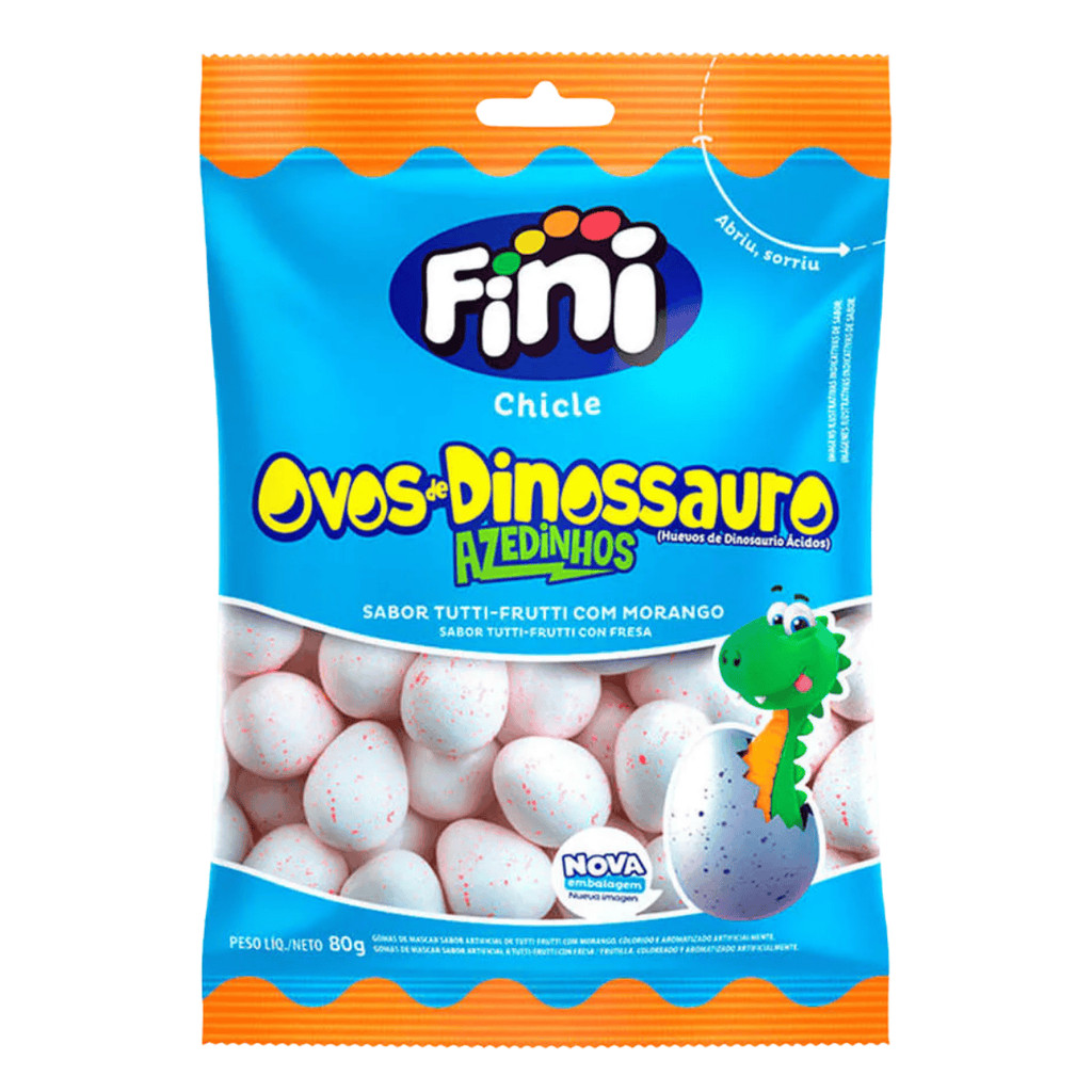 Bala Chiclete Ovos De Dinossauro Azedinhos 80g Fini