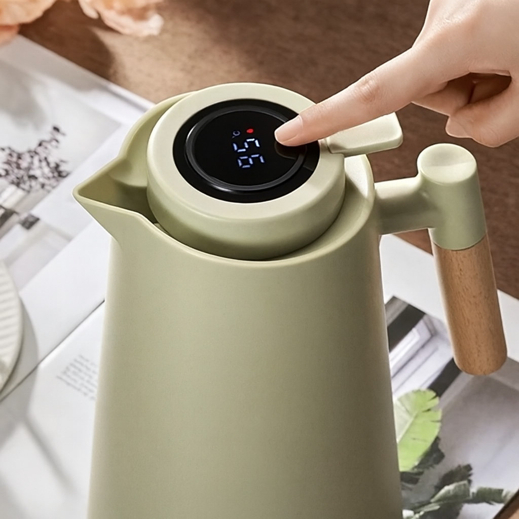 Garrafa Térmica Inox 1L com Display LED para Chá e Café