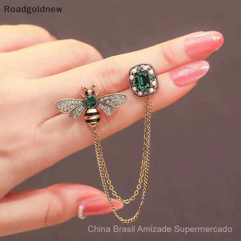 Broche Vintage de Cristal em Forma de Abelha (Estilo Feminino), Broche de Lapela de Animal com Esmalte e Diamantes, Broc
