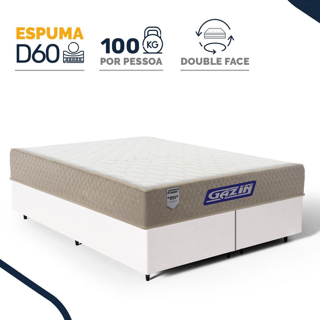 Cama Box com Colchão Gazin de Espuma D60 Double Face Force PLUS Queen 158cm