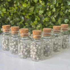 Kit 15 Terço Lembrancinha No Vidrinho Perola Branco Pescoço 1° Eucaristia Crisma Batizado