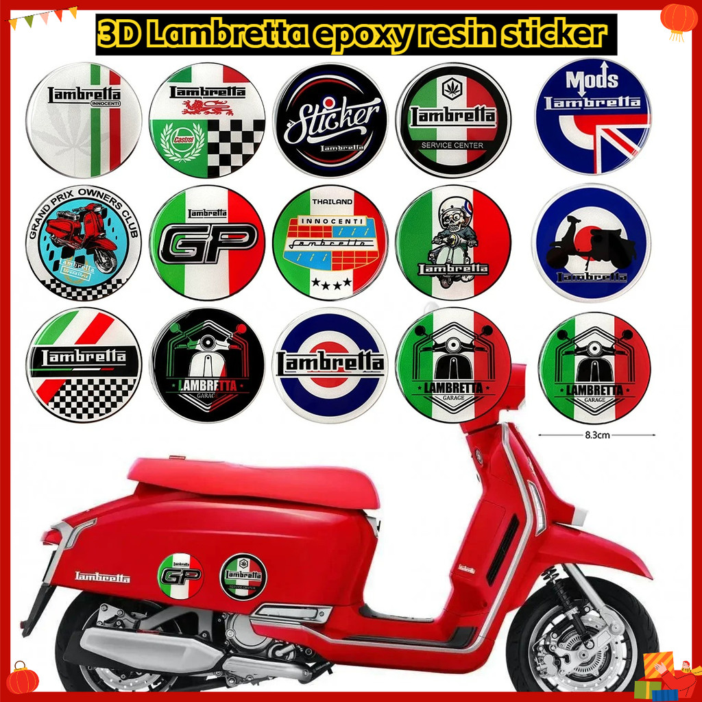 Para Adesivos Magnéticos Epóxi Lambretta-Decalques 3D À Prova D'água Sem Arranhões Scooter Piaggio Vespa