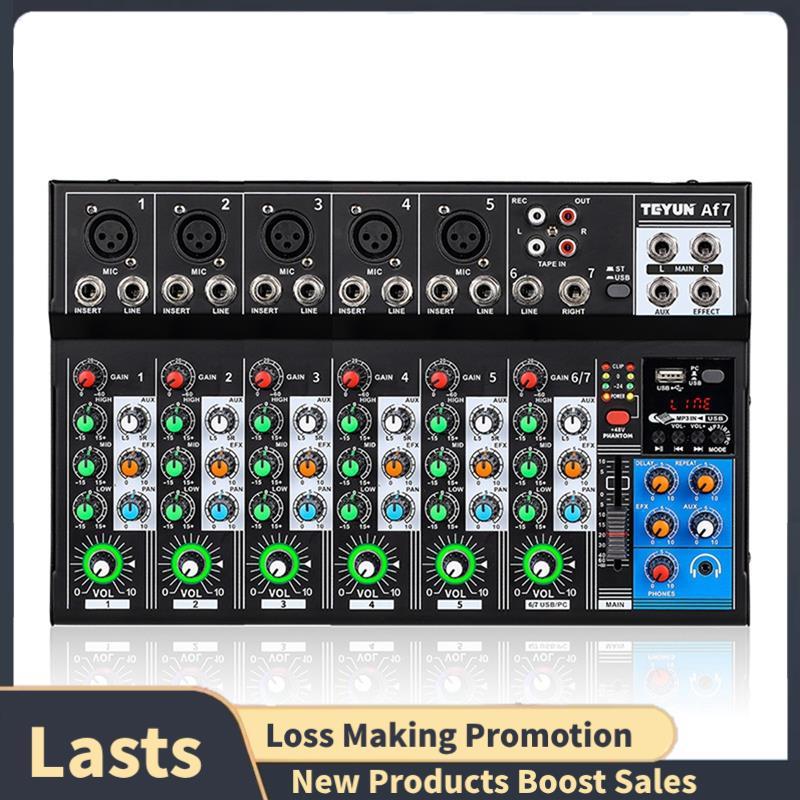 AF7 Mixer Analógico Placa De Som Digital Merged 7 Canais Configurações De Função Personalizada Console De Mistura Analóg