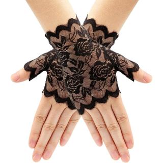 Luvas Curtas de Renda para Mulheres, Estilo Anos 1920, Luvas Florais Sem Dedos para Ópera, Noite, Proteção Solar, para N