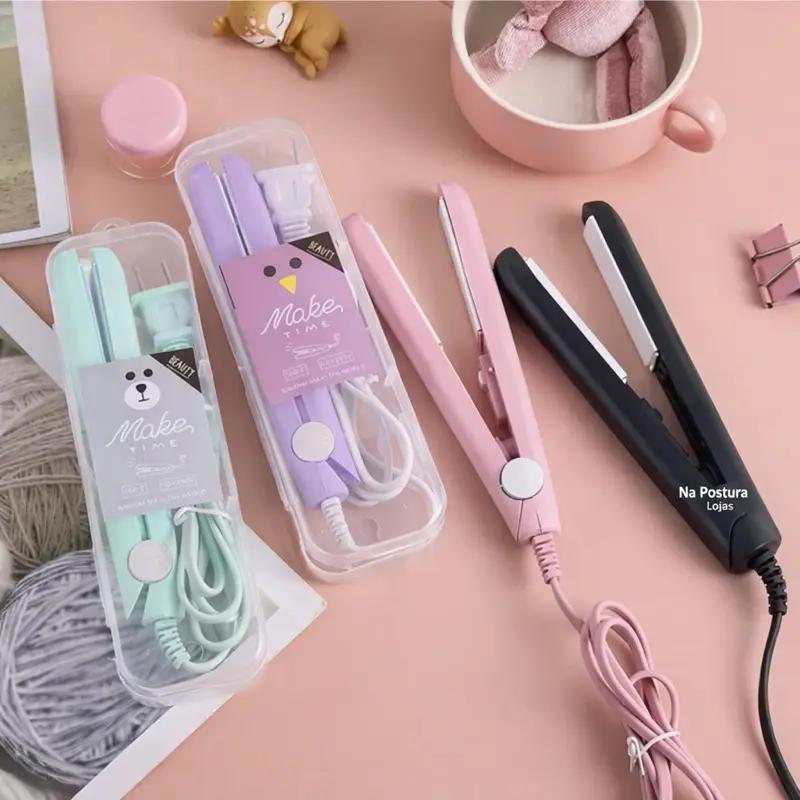 Mini Chapinha Prancha De Cabelo Pequena Portátil Chapinha Profissional Com Case Transporte Bivolt