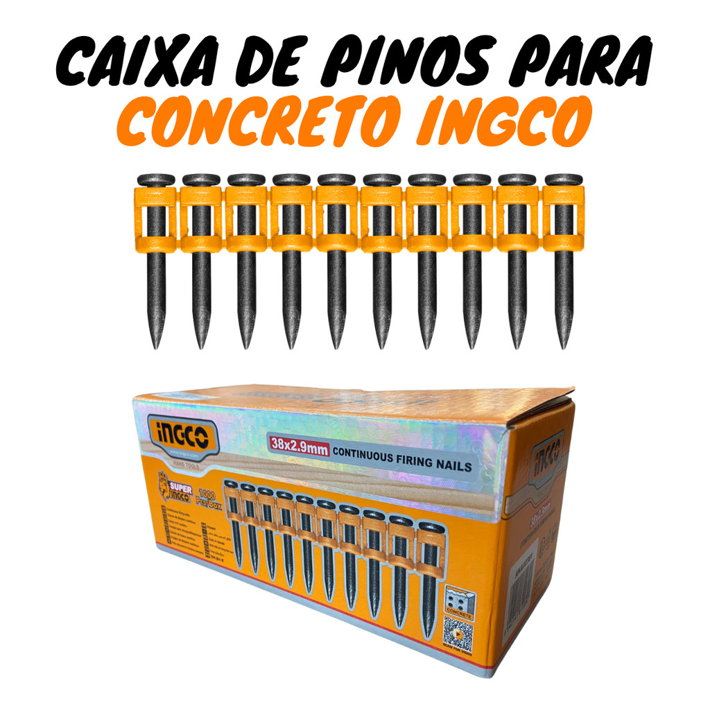 Caixa De Pino Para Concreto 38mm 1.000 Pinos (Ana02381) - Ingco