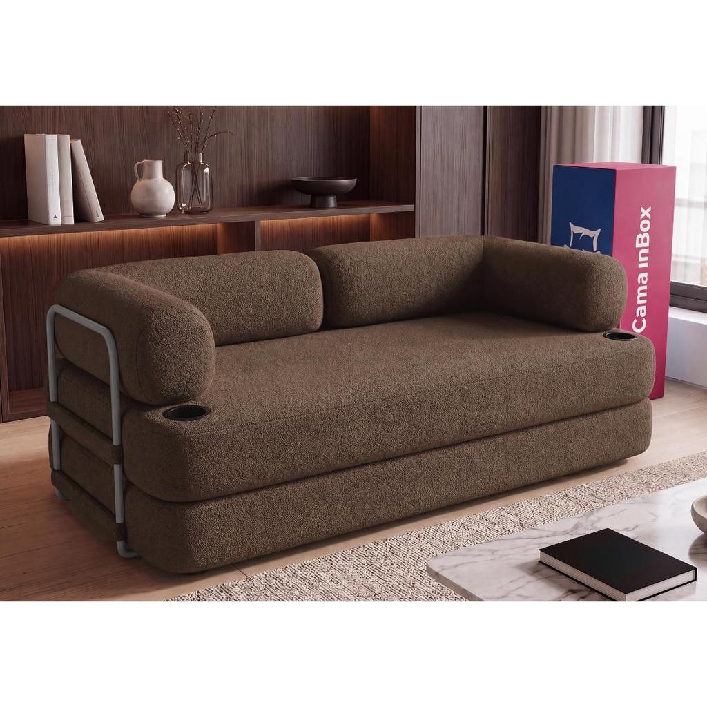 Sofá Cama Orbe. 1,90m Xpand Tech Tecido Boucle Cama inBox