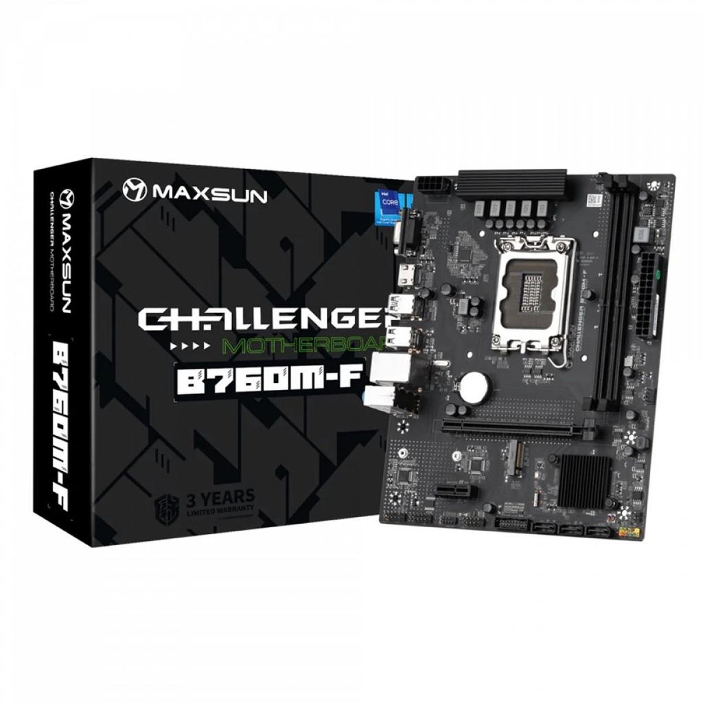 Placa Mãe MAXSUN Challenger B760M-F, Chipset B760, Intel LGA 1700, mATX, DDR4