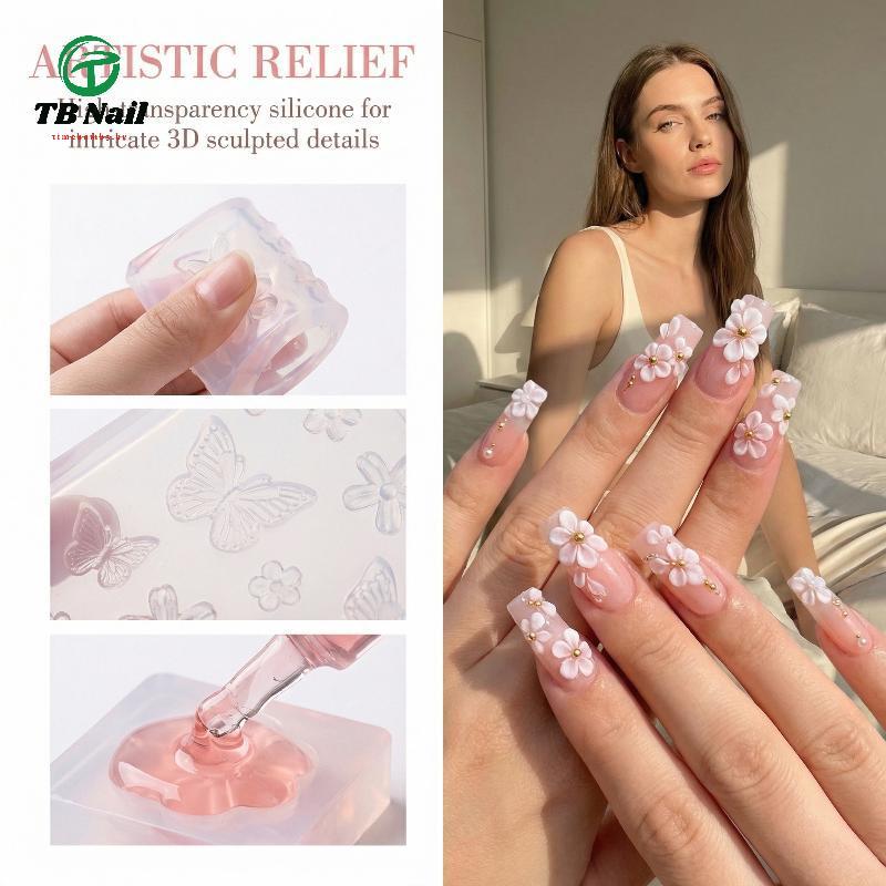 TB-Nail 3D Silicone Art Mold Modelo De Design De Flores Para Manicure DIY Decorações De Unhas Salão De Beleza Casa Fácil