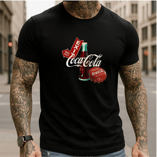 Camiseta Masculina Coca-Cola Clássica Retrô Vintage Blusa 100% Algodão Premium Unissex