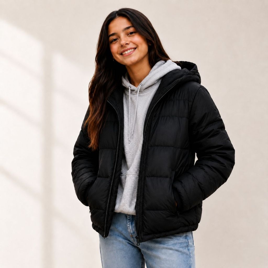 Casaco Puffer Juvenil Unissex Jaqueta Acolchoada Para Frio