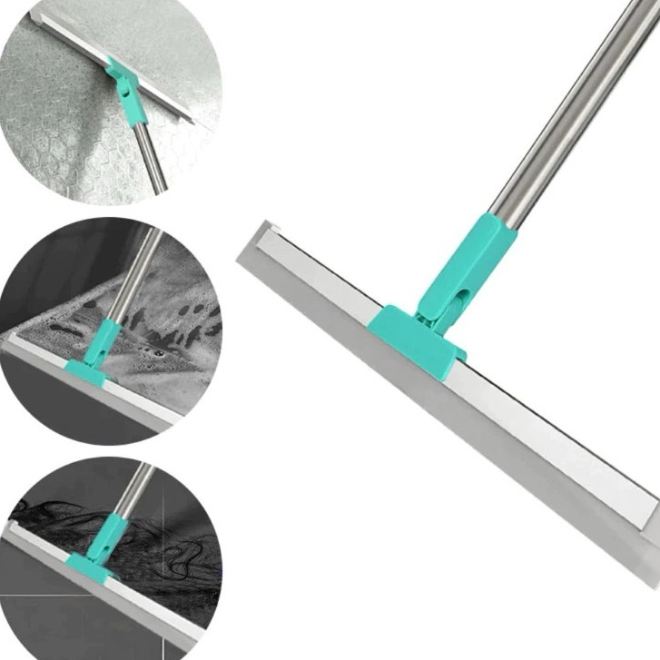 Rodo Vassoura Mágica de Silicone Multiuso Para Limpeza de Vidros e Pisos Com Cabo Extensor 1,20m