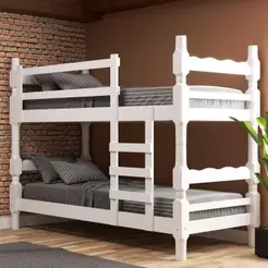 Beliche - Vira 2 Camas - Para Colchão 78/88 X 188Cm Porto Multimóveis Vcr4138 Branco