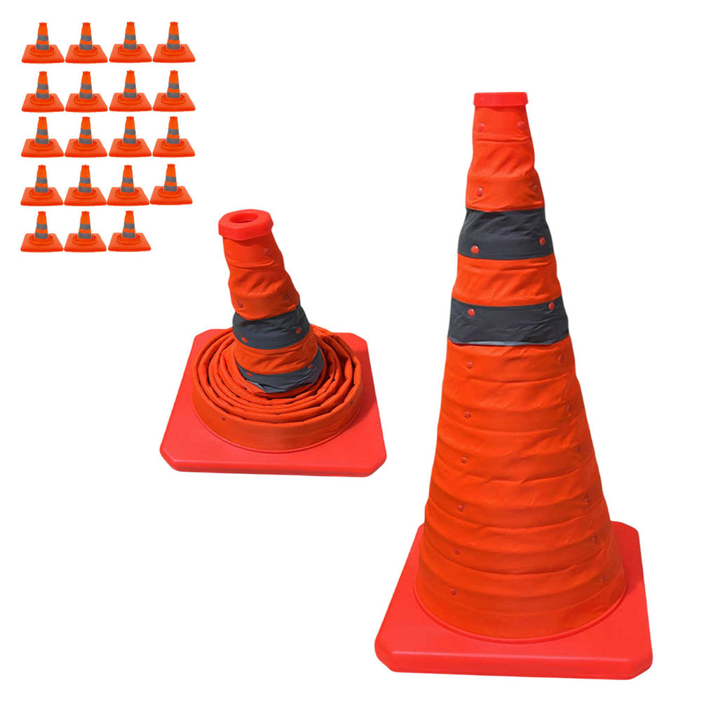 Cone Retratil Obra Kit 19 Uni Sinalizador Portatil Flexivel Baliza Rodovia Dobravel Estrada Segurança Alerta Viario