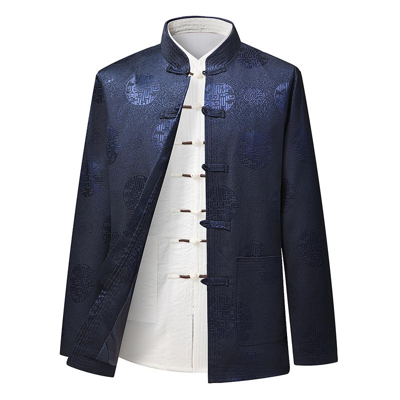2026 Novos Homens Tradicionais Chineses Kung Fu Uniforme Tai Chi Hanfu Estilo Jaqueta De Manga Longa Chinês Topos Casuai