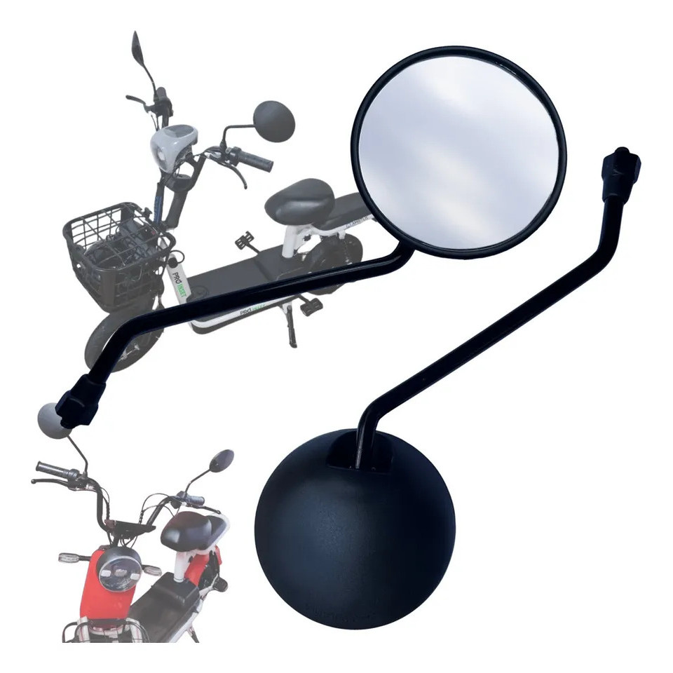 Par de Espelho Retrovisor Reposição Scooter Moto Elétrica Redondo Ajustável Rosc