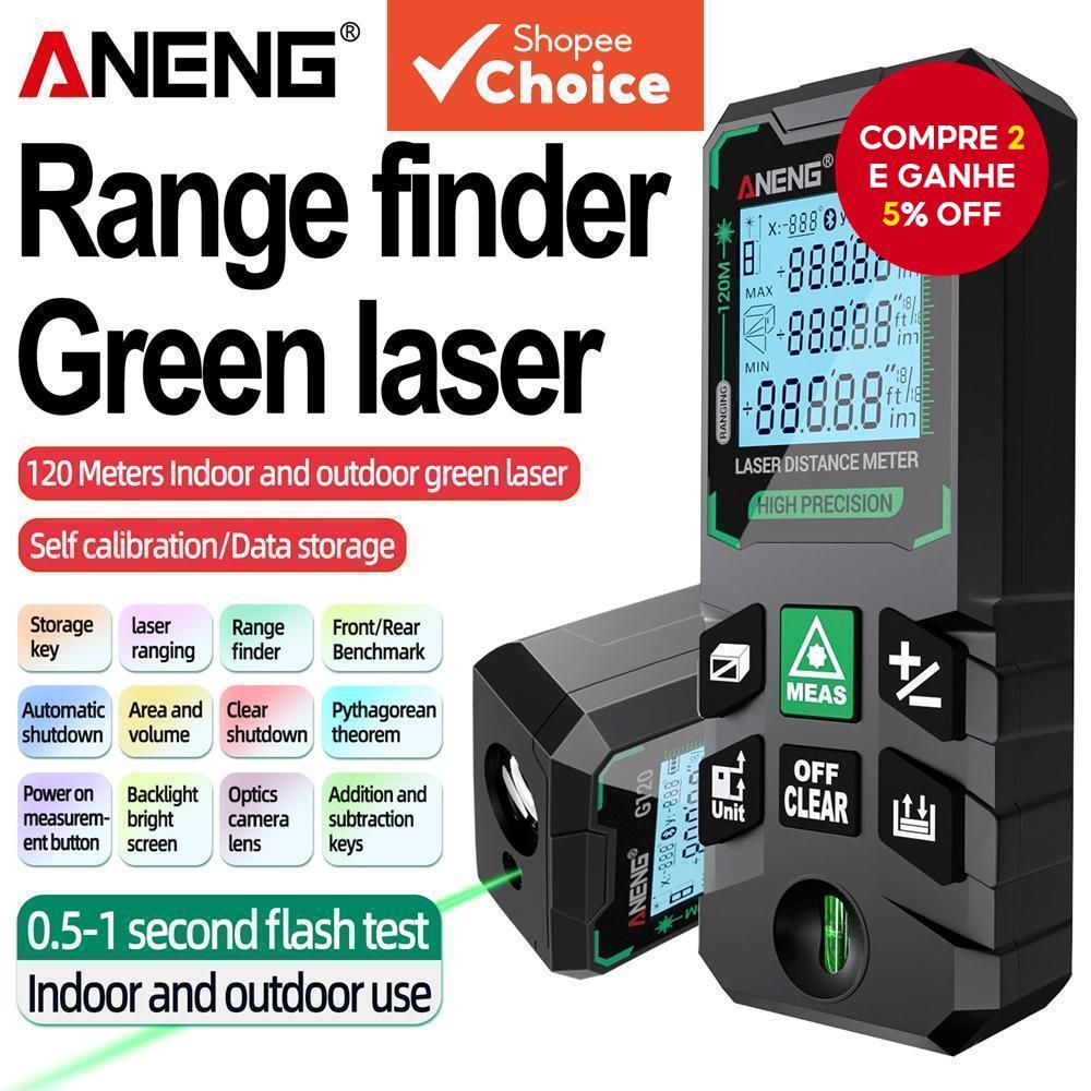 ANENG G50/G70/G100/G120 Medidor de Distância a Laser Verde, Testador de Calibração Automática de Alta Precisão