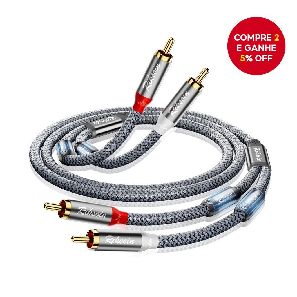 Cabo De Áudio Estéreo 2RCA Macho Para HiFi Blindado Alto-Falantes Amplificadores HDTV De Home Theater