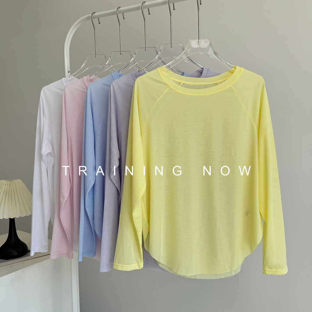 Roupas de Yoga blusa de manga comprida leve respirável solto esportes camiseta lazer ao ar livre roupas de Fitness corre